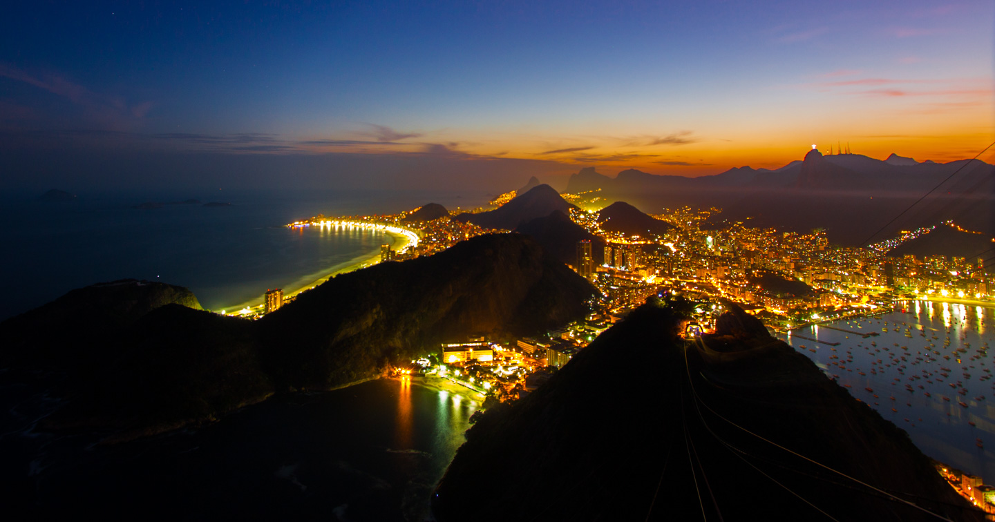 Solnedgang fra Sukkertoppen i Rio de Janeiro