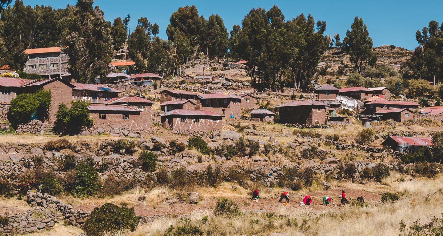Isla Taquile i Titicacasjøen i Peru.